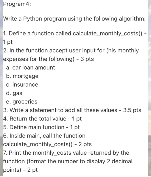 Program to calculate monthly cost in python