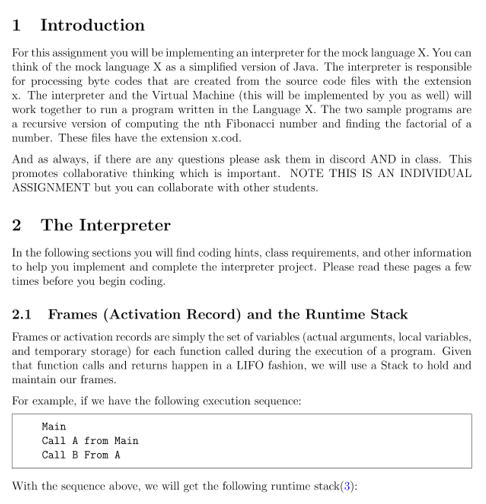 Program to create a interpreter in Java programming language
