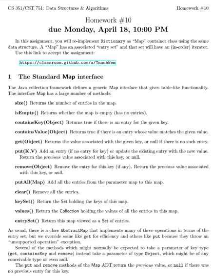 Program to create a standard map interface in Java