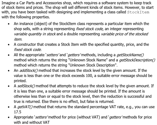 Program to implement stock item and crypto coin in java