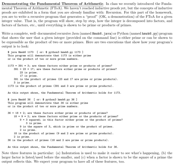 Program to work with fundamental theorem of arithmetic in java