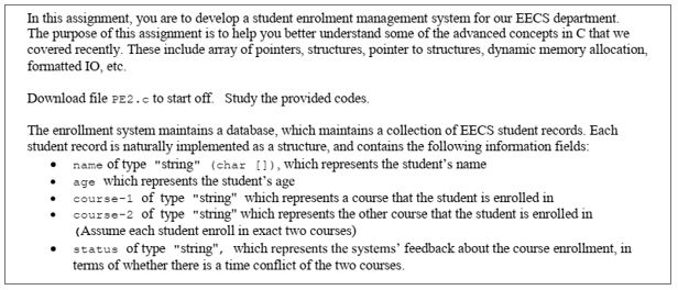 develop a student enrolment management system in C