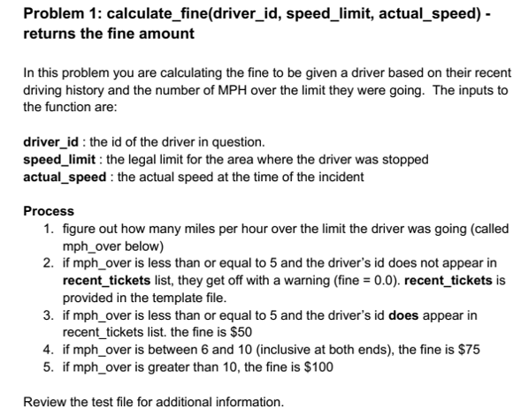 program to calculate drivers fine in python