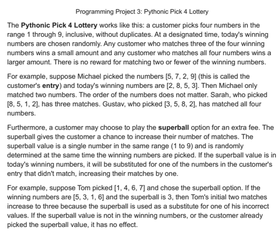 program to create lottery picking system in python
