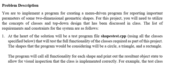 program to implement geometric shapes in C++