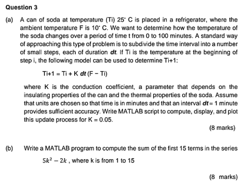 program to solve temperature problem in matlab